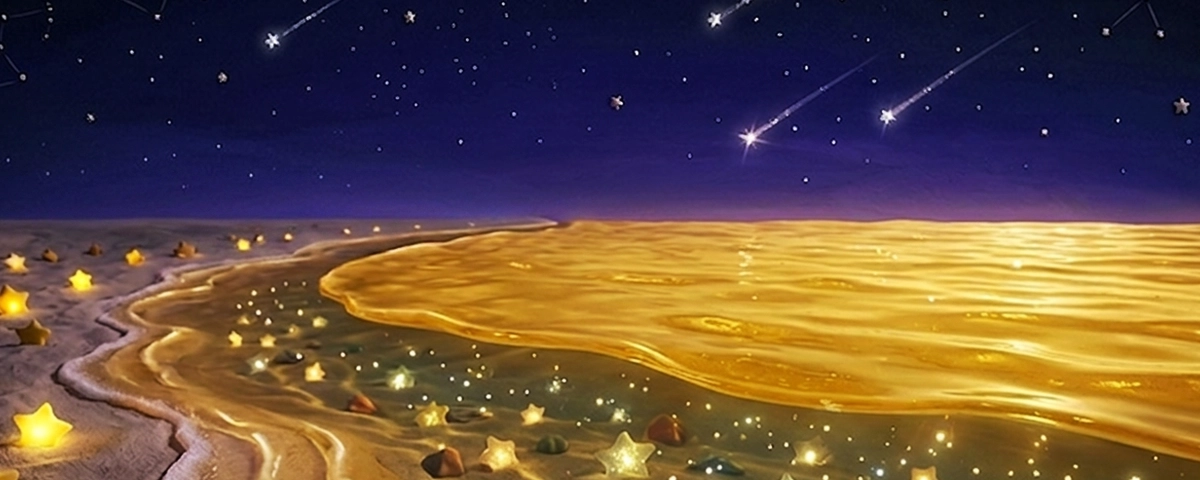 星が海に落ちる様子
